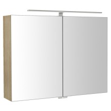 Sapho RIWA szafka z lustrem oświetlenie LED 81x70x17cm wiąz Bardini RIW080-0013