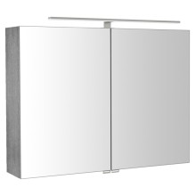 Sapho RIWA szafka z lustrem oświetlenie LED 81x70x17cm dąb srebrny RIW080-0011