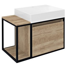 Sapho SKARA szafka pod umywalkę 80x49.5x46.5cm czarny mat/dąb Alabama CG003-2222