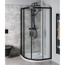 Gelco SIGMA SIMPLY BLACK kabina prysznicowa półokrągła 800x800mm R550 szkło czyste GS5580B