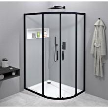 Gelco SIGMA SIMPLY BLACK kabina prysznicowa półokrągła 1200x900mm R550 L/R szkło czyste GS1290B
