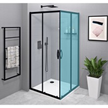Gelco SIGMA SIMPLY BLACK drzwi prysznicowe przesuwne wejście z rogu 800 mm szkło czyste GS2180B