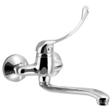 Aqualine AQUALINE 35 bateria ścienna 100mm rozstaw dźwignia medyczna wysoka wylewka 220mm chrom 52044