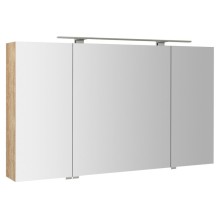 Sapho MIRRÓ szafka z lustrem oświetlenie LED 3 drzwiczki 120x70x16cm dąb Alabama MC121-0022