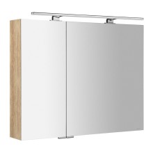 Sapho MIRRÓ szafka z lustrem z oświetleniem LED 90x70x16cm dąb Alabama MC090-0022