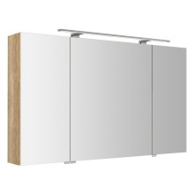 Sapho RIWA szafka z lustrem oświetlenie LED 3 drzwiczki 121x70x17cm dąb Alabama RIW120-0022