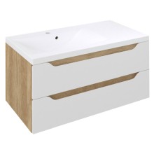 Sapho WAVE szafka umywalkowa 897x45x478cm lewa biała/dąb Alabama WA092-3022
