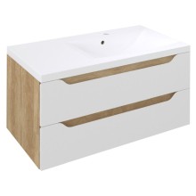 Sapho WAVE szafka umywalkowa 897x45x478cm prawa biała/dąb Alabama WA093-3022