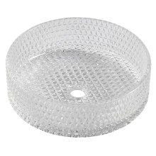 Sapho MARAGUA grawerowana szklana umywalka nablatowa ? 39.5 cm przezroczysty TY214CL