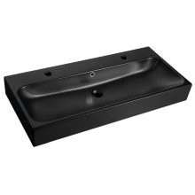 Sapho TORIDI umywalka ceramiczna 101x46.5cm 2 otwory na baterię czarny mat TU0222B