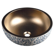 Sapho PRIORI umywalka ceramiczna nablatowa ? 41 cm miedź/niebieski ze wzorem PI037