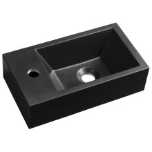 Sapho AMAROK umywalka kompozytowa 40x22cm czarny mat bateria z lewej strony AR400B