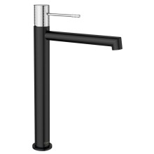 Sapho SOLARIS bateria umywalkowa bez odpływu wysoka czarny mat/chrom WD006BC