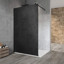 Gelco VARIO BLACK jednoczęściowa kabina przysznicowa Walk-In montaż przy ścianie blat HPL Kara 700 mm GX2670GX1014