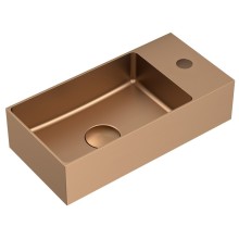 Sapho AURUM umywalka ze stali nierdzewnej 36.5x18cm z korkiem lewa/prawa miedź mat AU304