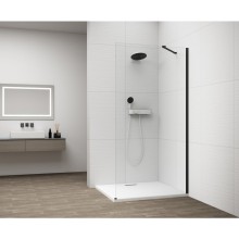 Polysan ESCA BLACK MATT jednoczęściowa kabina przysznicowa Walk-In montaż przy ścianie szkło czyste 1500 mm ES1015-02