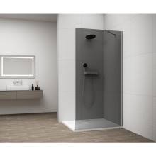 Polysan ESCA CHROME jednoczęściowa kabina przysznicowa Walk-In montaż przy ścianie szkło dymione 800 mm ES1280-01