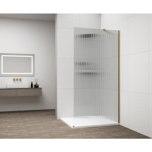 Polysan ESCA GOLD MATT jednoczęściowa kabina przysznicowa Walk-In montaż przy ścianie szkło Flute1100 mm ES1311-04
