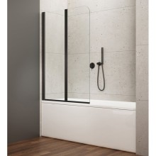 Aqualine Wila parawan wannowy 900x1400 mm składany czarny szkło czyste AQ5742B