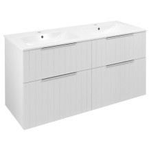Sapho Cirasa szafka umywalkowa z podwójną umywalką 121x66x46cm biały mat strip CR121-3131S-21