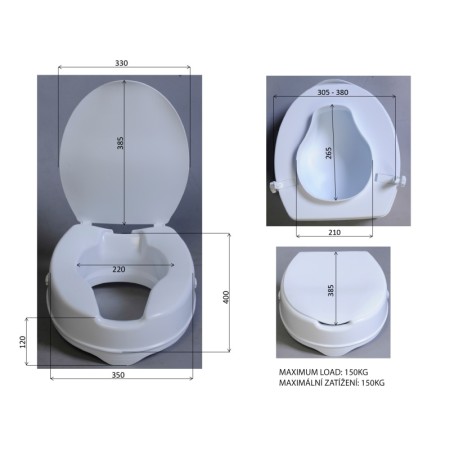 Ridder HANDICAP Deska WC podwyższona 10cm bez uchwytów biała A0071001