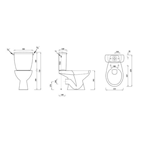 Aqualine JUAN kompakt WC odpływ poziomy biały LC2154