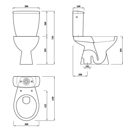 Aqualine MIGUEL kompakt WC mechanizm spłukujący odpływ pionowy biały LC2258