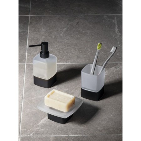 Gedy LOUNGE kubek na szczoteczki do zębów do postawienia czarny/szkło mleczne 549814