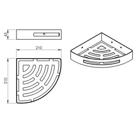 Gedy SMART półka narożna do kabiny prysznicowej 210x45x210mm stal nierdzewna polerowana 2479