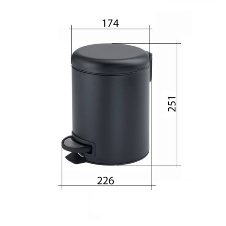 Gedy POTTY kosz na śmieci 3l Soft Close czarny mat 320914