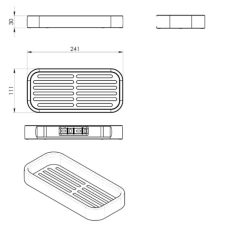 Gedy SMART półka do kabiny prysznicowej 241x30x111mm czarny mat 321814