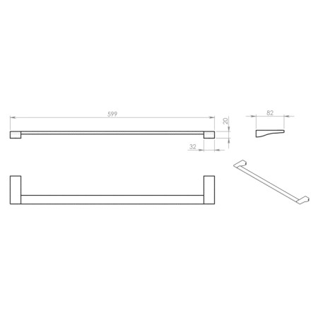 Gedy GLAMOUR wieszak na ręczniki 600x82mm chrom 572160