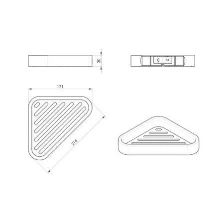 Gedy SMART półka narożna do kabiny prysznicowej 170x30x170mm chrom 3283