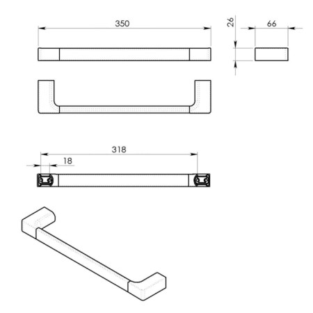 Gedy Pirenei wieszak na ręczniki 350x66mm biały mat PI213502