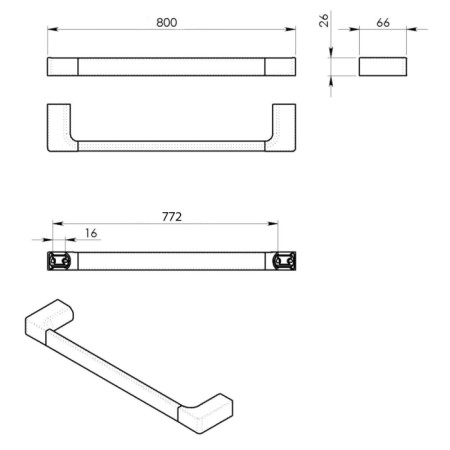 Gedy PIRENEI wieszak na ręczniki 800x66mm czarny mat PI218014