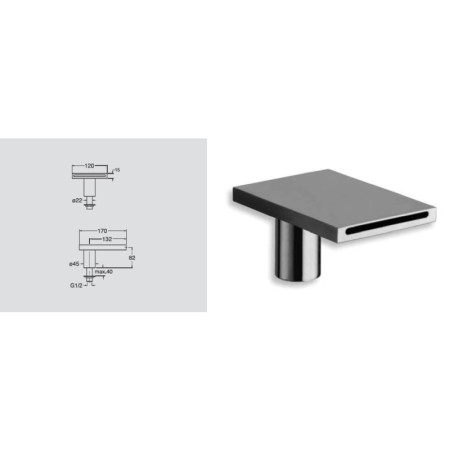Sapho Wylewka na brzeg wanny szerokość 130mm chrom BD31451