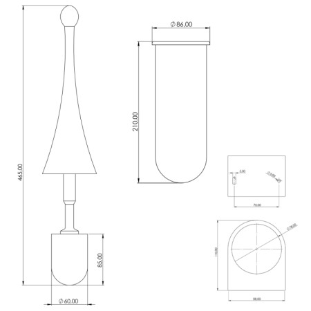 Marplast COLORED szczotka WC wisząca ABS czarny mat A65801NE