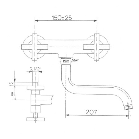 Sapho AXIA bateria ścienna chrom 506S