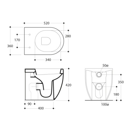 Kerasan FLO miska WC 36x42x515cm dolny/tylny odpływ 311601
