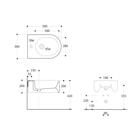 Kerasan FLO bidet wiszący 36.5x50cm biały 312501