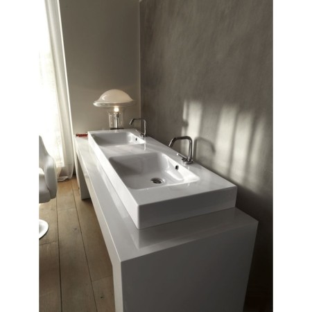 Kerasan CENTO umywalka ceramiczna podwójna 140x45cm biały 353601