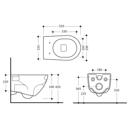 Kerasan AQUATECH WC wiszące Rimless 36x55cm 371401