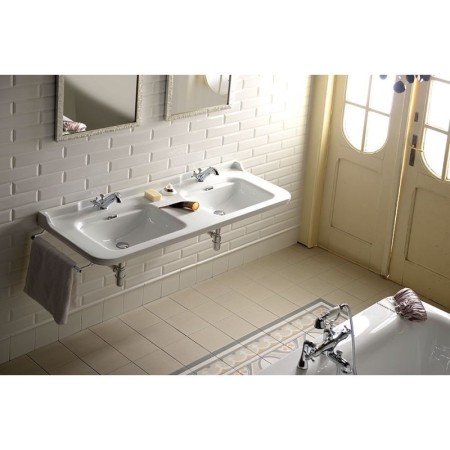 Kerasan WALDORF umywalka ceramiczna podwójna 150x55cm biały 4143K1