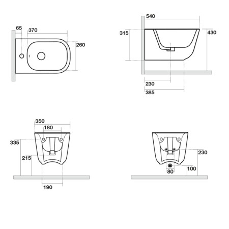 Kerasan TRIBECA bidet wiszący 35x54cm czarny mat 512531