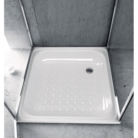 SMAVIT Brodzik prysznicowy emaliowany kwadratowy 80x80x16cm biały PD80X80
