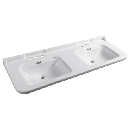Kerasan WALDORF umywalka ceramiczna podwójna 150x55cm z 3 otworami na baterię biały 4143K1-3