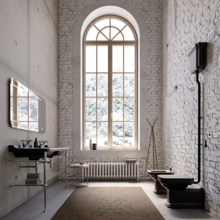 Kerasan WALDORF umywalka ceramiczna podwójna 150x55cm czarny mat 4143K7