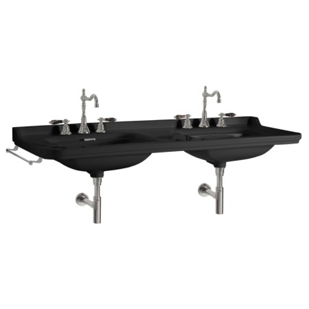 Kerasan WALDORF umywalka ceramiczna podwójna 150x55cm czarny mat 4143K7