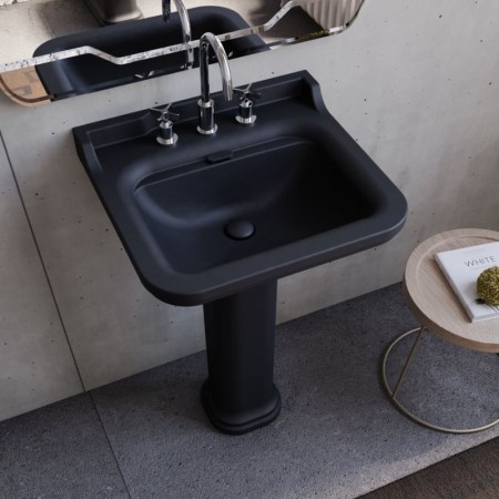 Kerasan WALDORF umywalka ceramiczna 60x55cm czarny mat 4140K7