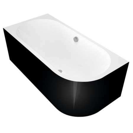 Polysan ASTRA L MONOLITH wanna przyścienna 160x75x60cm biała/czarna 33611MB